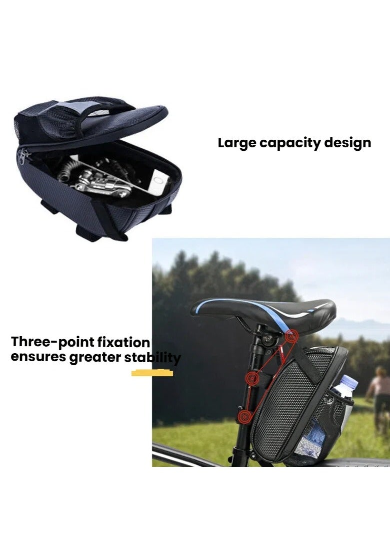 عام حقيبة خلفية كبيرة السعة للدراجة الهوائية، حقيبة تخزين متينة بملمس ألياف الكربون، حقيبة ذيل لدراجات الطرق. - Image 3
