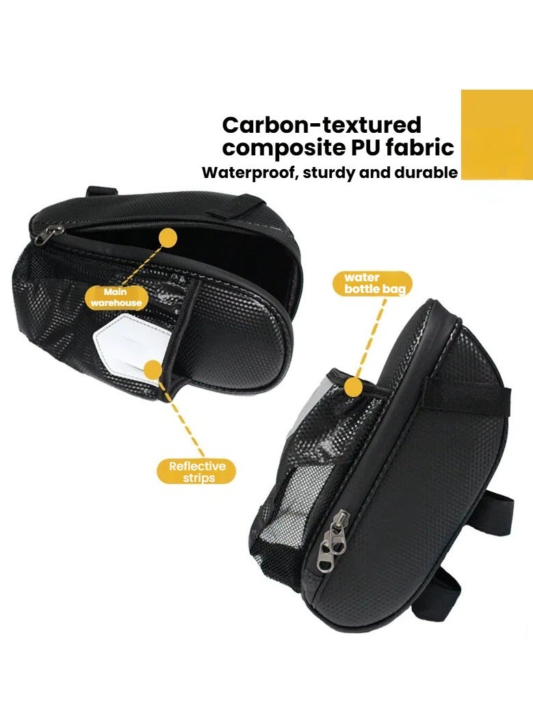 عام حقيبة خلفية كبيرة السعة للدراجة الهوائية، حقيبة تخزين متينة بملمس ألياف الكربون، حقيبة ذيل لدراجات الطرق. - Image 2