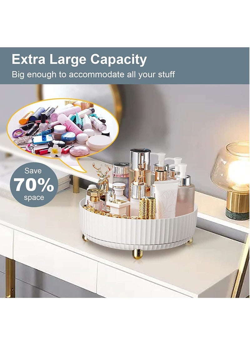 JOMILA Cosmetics Storage Box 360 Degree Rotating Lazy Susan Cosmetic Desk Storage Makeup Perfume Organizer Round Gift Tray with Large Capacity for your Jewelry Lotions Display Case (White) - Image 4