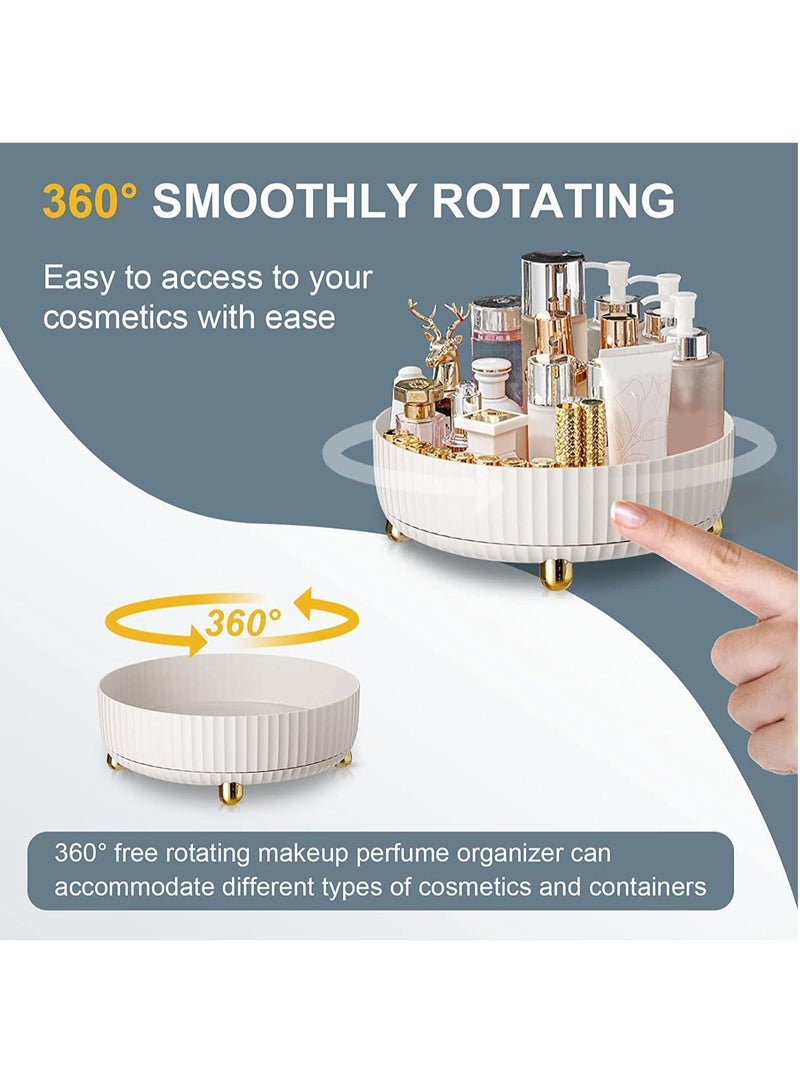 JOMILA Cosmetics Storage Box 360 Degree Rotating Lazy Susan Cosmetic Desk Storage Makeup Perfume Organizer Round Gift Tray with Large Capacity for your Jewelry Lotions Display Case (White) - Image 5