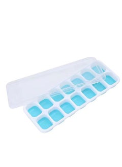 HaHaHai Ice Cube Trays, Easy Release Silicone & Flexible 14 Ice Trays with Removable Spill Resistant Lid, LFGB & BPA Free, Durable Stackable - Blue  - Image 1