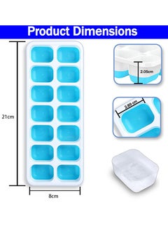 HaHaHai Ice Cube Trays, Easy Release Silicone & Flexible 14 Ice Trays with Removable Spill Resistant Lid, LFGB & BPA Free, Durable Stackable - Blue  - Image 2