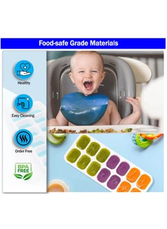 HaHaHai Ice Cube Trays, Easy Release Silicone & Flexible 14 Ice Trays with Removable Spill Resistant Lid, LFGB & BPA Free, Durable Stackable - Blue  - Image 5