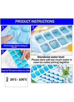 HaHaHai Ice Cube Trays, Easy Release Silicone & Flexible 14 Ice Trays with Removable Spill Resistant Lid, LFGB & BPA Free, Durable Stackable - Blue  - Image 4