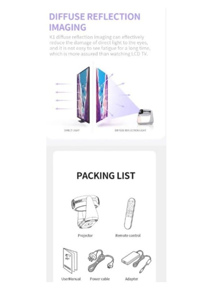 Wireless Android Projector, Portable, 5200mAh Battery, 1080p Full HD, Seamless Connectivity  - Image 4
