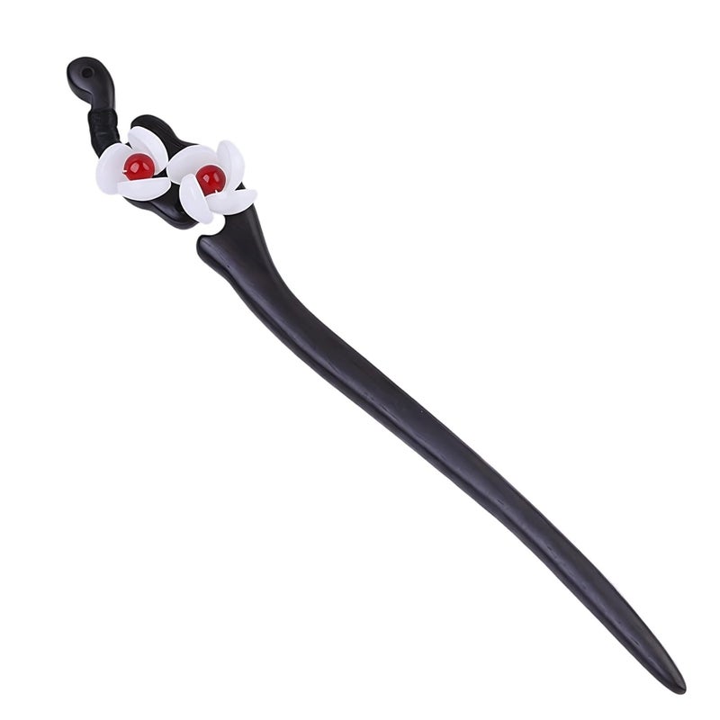 Ebony Flower Hair Stick, 0.56 Oz Lightweight Wooden Hairpin, Retro Ancient Style Hair Accessories For Women, Hairdressing Chopstick For Updo - Image 1