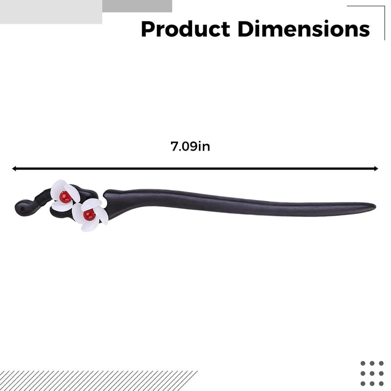 Ebony Flower Hair Stick, 0.56 Oz Lightweight Wooden Hairpin, Retro Ancient Style Hair Accessories For Women, Hairdressing Chopstick For Updo - Image 2