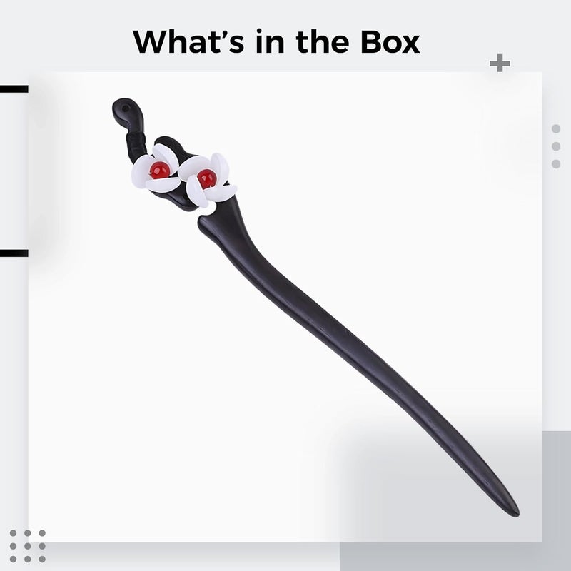 Ebony Flower Hair Stick, 0.56 Oz Lightweight Wooden Hairpin, Retro Ancient Style Hair Accessories For Women, Hairdressing Chopstick For Updo - Image 3