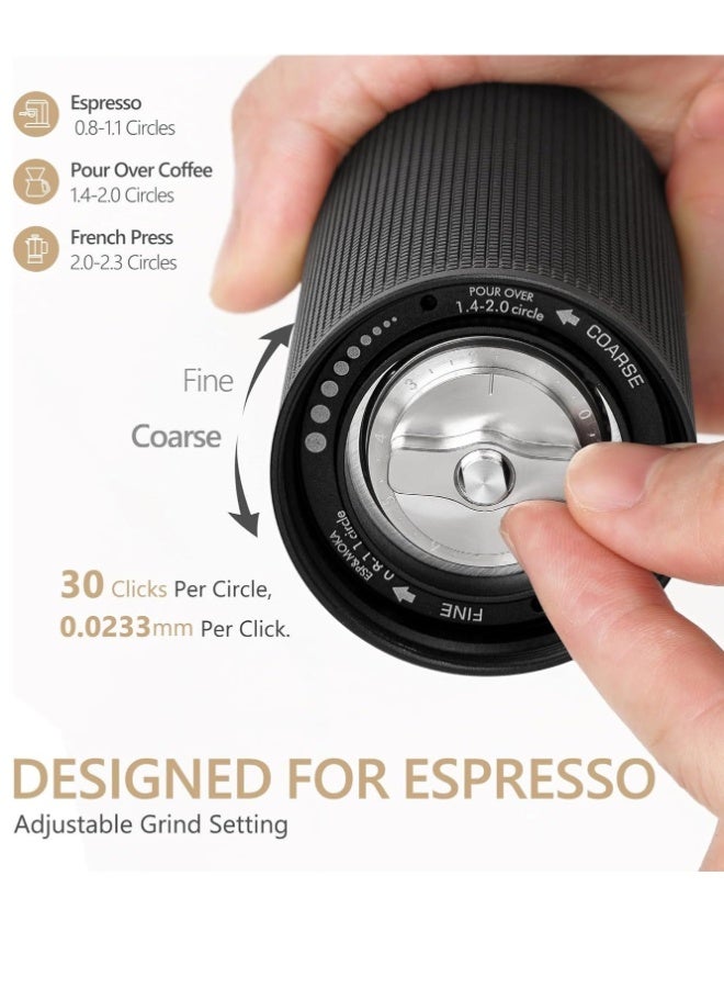 Chestnut C3 ESP Hand Coffee Grinder, Manual Coffee Hand Grinder Capacity 25g with CNC Stainless Steel Conical Burr, Internal Adjustable Setting, Double Bearing Positioning for Travel, Camping (Black) - Image 4