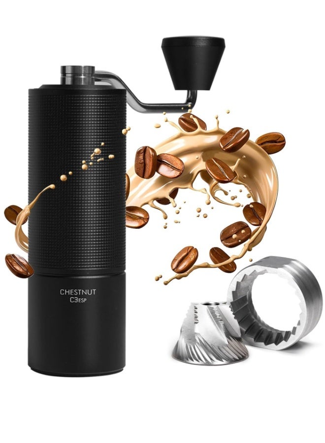 Chestnut C3 ESP Hand Coffee Grinder, Manual Coffee Hand Grinder Capacity 25g with CNC Stainless Steel Conical Burr, Internal Adjustable Setting, Double Bearing Positioning for Travel, Camping (Black) - Image 1