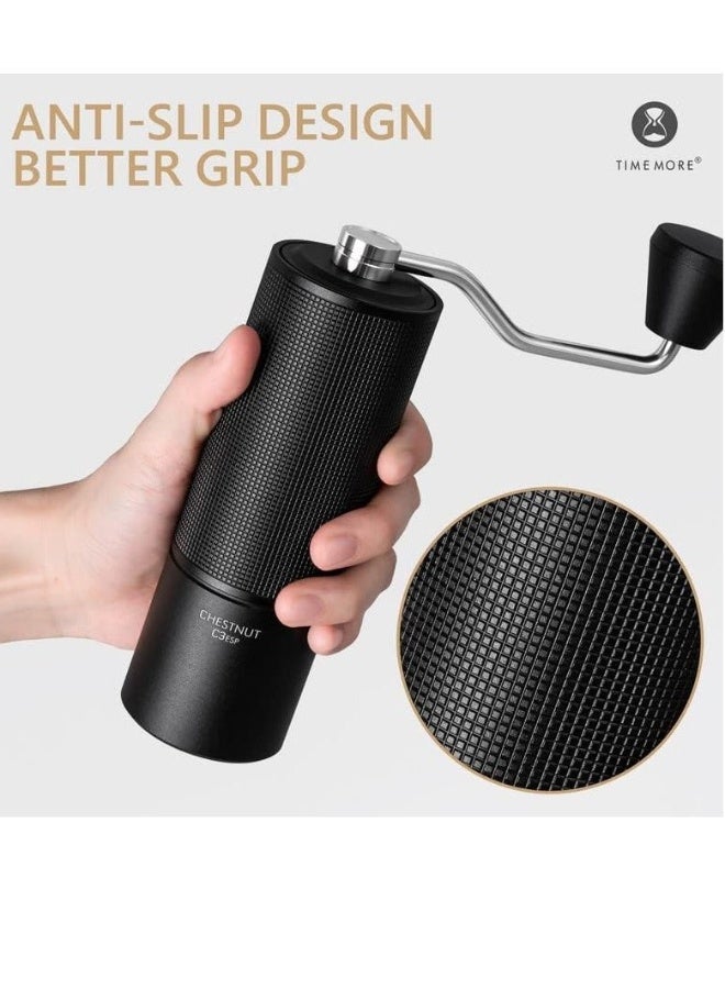 Chestnut C3 ESP Hand Coffee Grinder, Manual Coffee Hand Grinder Capacity 25g with CNC Stainless Steel Conical Burr, Internal Adjustable Setting, Double Bearing Positioning for Travel, Camping (Black) - Image 5