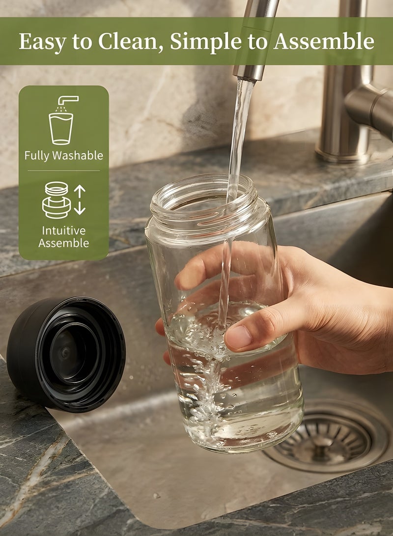 بيوينتي زدد زجاجة موزع زيت زيتون سعة 16 اونصة 470 مل للمطبخ - موزع زيت 2 في 1 امن غذائيا وبخاخ زيت للطبخ والمقلاة الهوائية والسلطة وبخاخ زيت الزيتون - اسود - Image 5