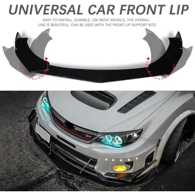 DREAMIZER Universal Front Bumper Lip Strut Rod Spoiler Wing Wide Body Kit Spoiler with Adjustable 8"-11" Support Splitter Rods (Red) - Carbon FiberSharp Corner - Image 2