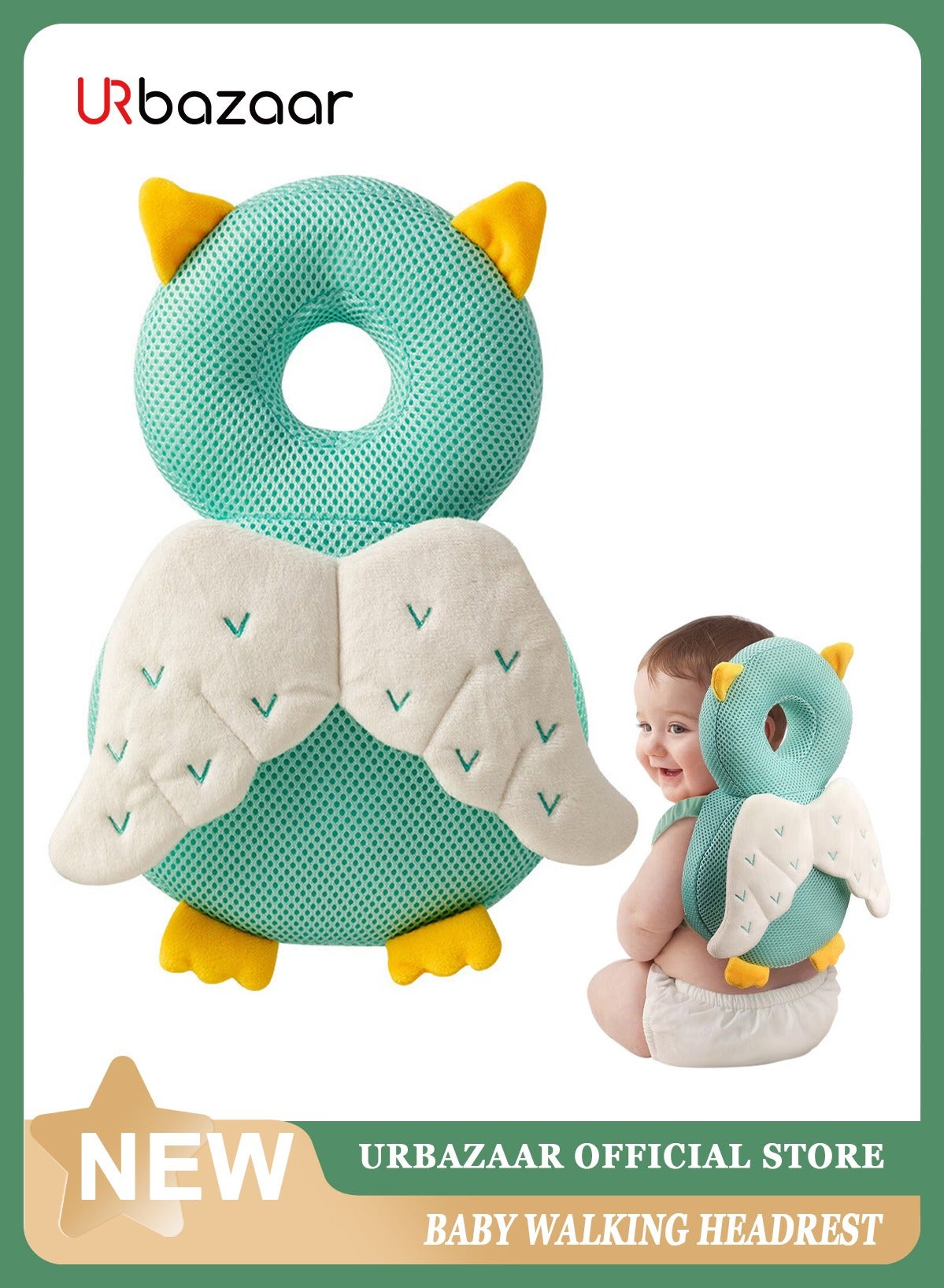 Baby Backpack Head Protection Pillow with Knee Pad, Baby Walkers Protective Safety Pad Backpack, Adjustable Baby Fall Pillow Backpack for Crawling and Walking, Squeezing Can Make A Sound
