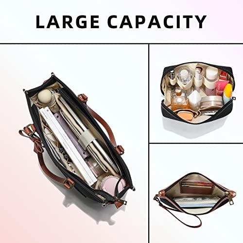 Keyli Laptop Tote Bag Canvas Laptop Bag for Women 15.6 inch Casual Work Shoulder Bags Large Capacity Professional Business Office Computer Briefcase Handbag Purses for Travel, Office, School Black - Image 4