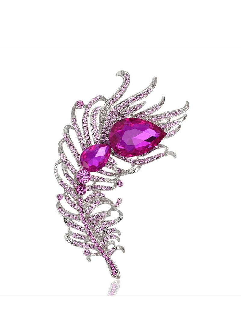 KUYING - New Style Diamond Inlaid Fashionable Large Feather Brooch - Image 1