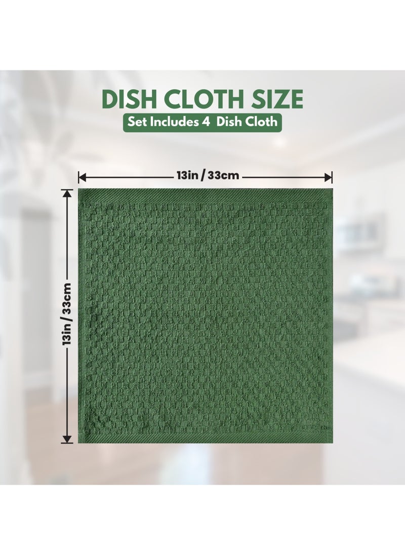 Infinitee Xclusives Infinitee Xclusives Premium Dish Towels - Green [Pack of 4] 100% Cotton 33cm x 33cm Dish Cloth - Absorbent Tea Towels - Terry Kitchen Dishcloth Towels for Household Cleaning  - Image 2