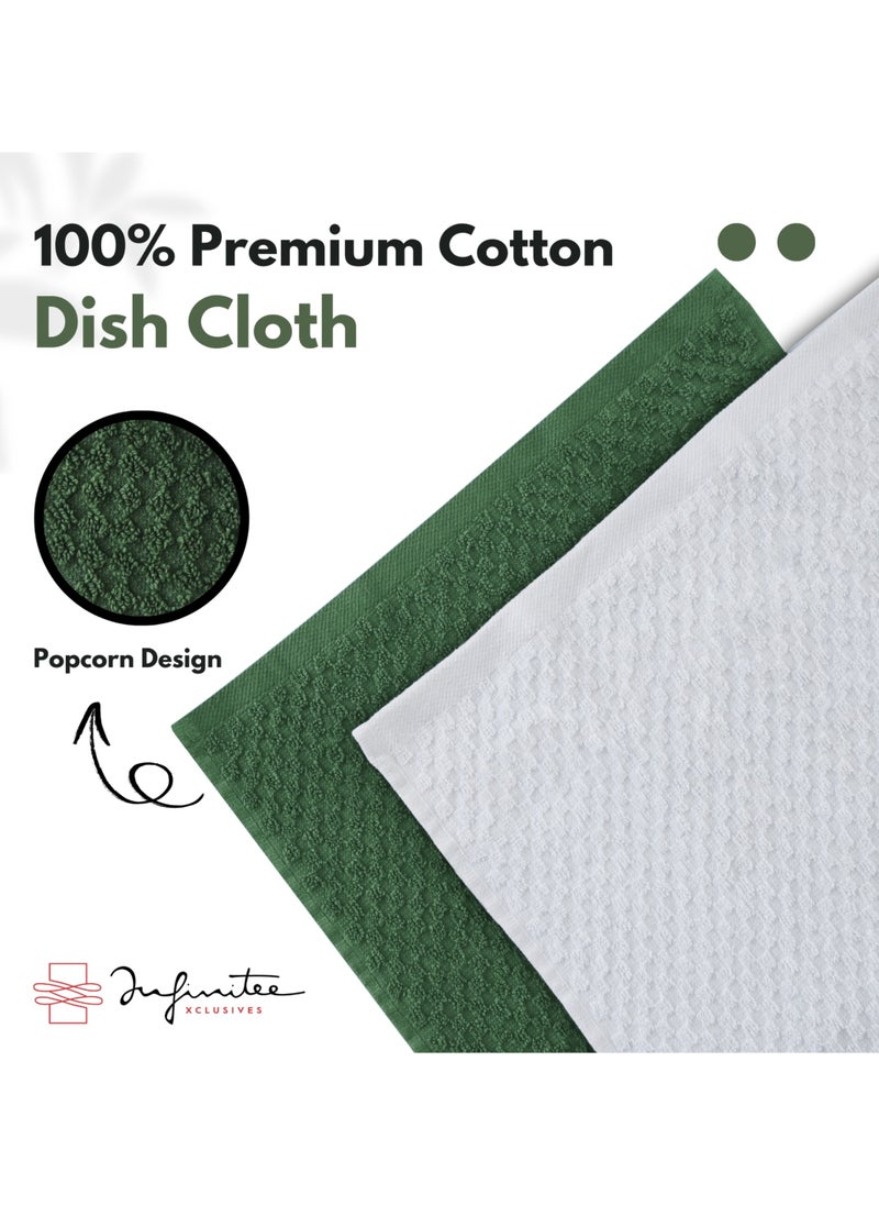Infinitee Xclusives Infinitee Xclusives Premium Dish Towels - Green [Pack of 4] 100% Cotton 33cm x 33cm Dish Cloth - Absorbent Tea Towels - Terry Kitchen Dishcloth Towels for Household Cleaning  - Image 5