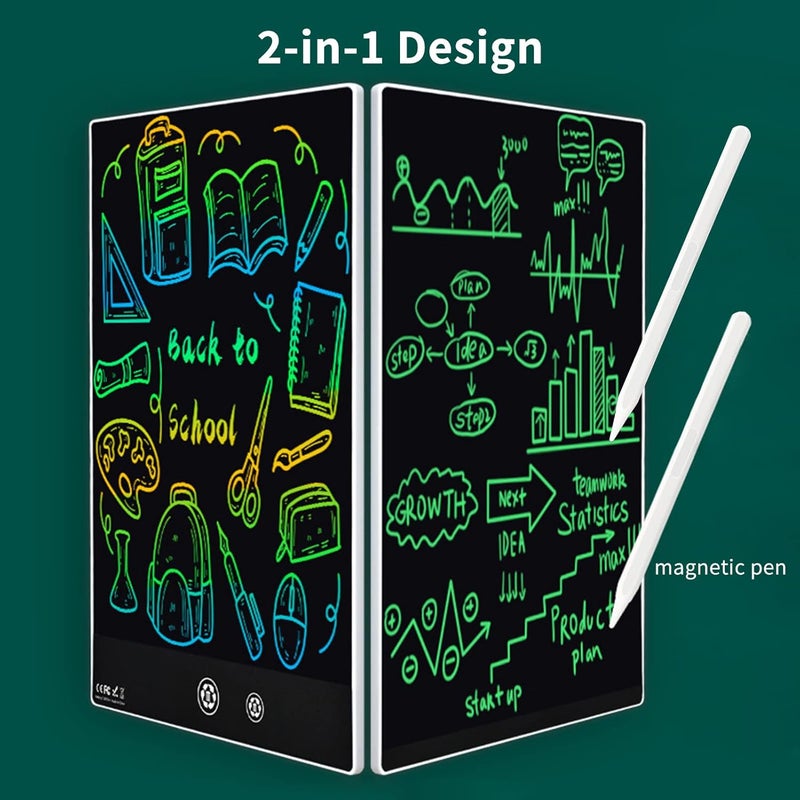 لوحة كتابة LCD مزدوجة الوجهين بحجم 6.5 بوصة مع 2 قلم رسم لتدوين الملاحظات - Image 2