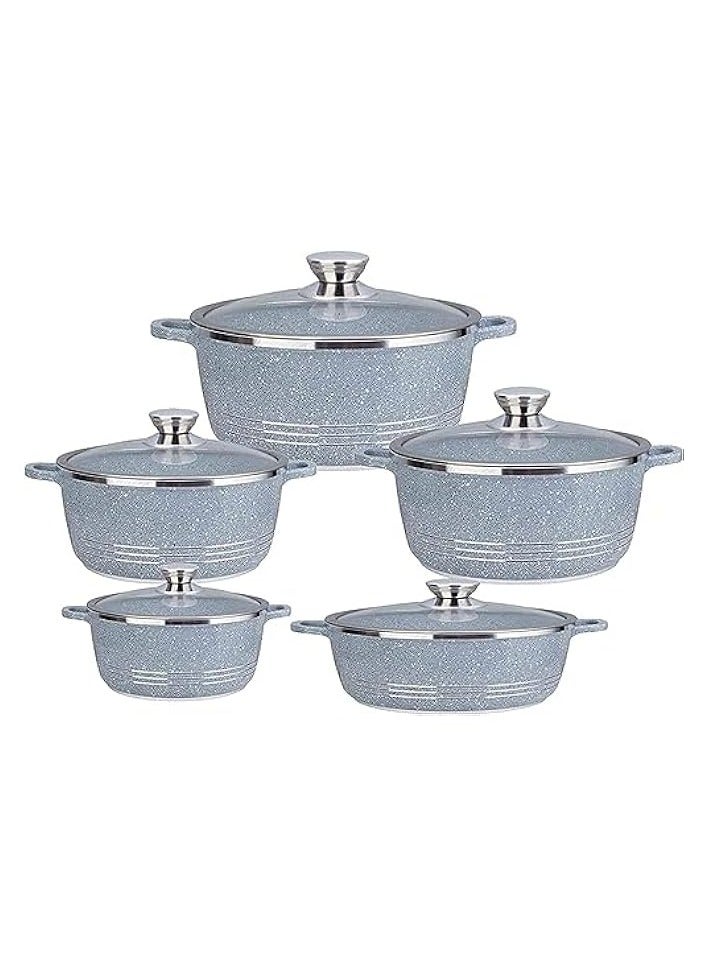Green Tiger Die-Cast Granite Non-Stick Cooking Pot - 10 pcs Set