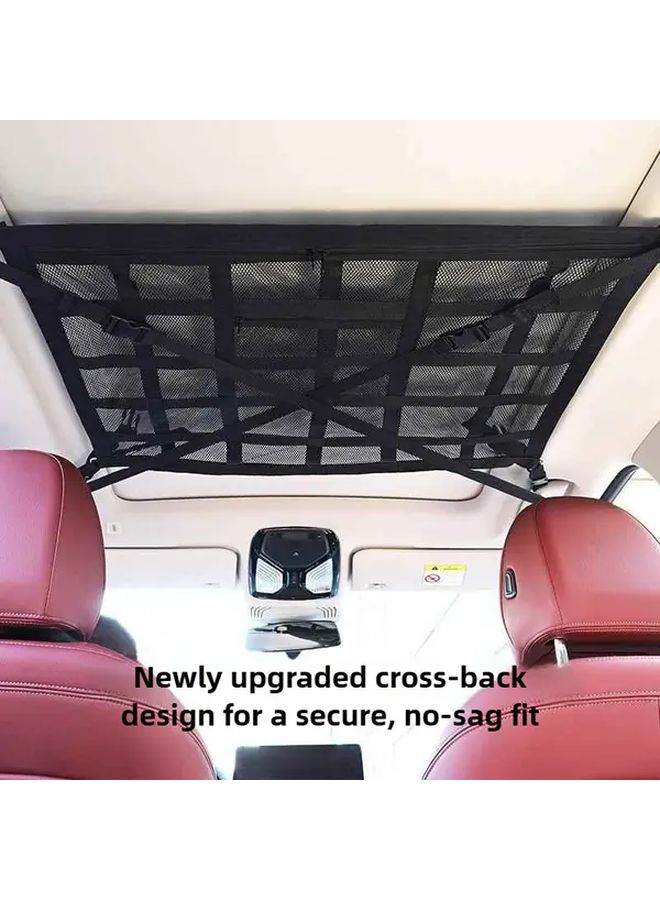 Car Roof Storage Net Bag Large Capacity 35.43 X 25.59 Inch Sixth Generation Black Heavy Duty Polyester Mesh Organizer With 4 Handles Space Saving Design For SUVs Sedans - Image 3