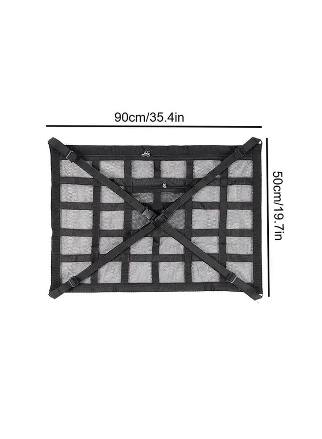 Car Roof Storage Net Bag Large Capacity 35.43 X 25.59 Inch Sixth Generation Black Heavy Duty Polyester Mesh Organizer With 4 Handles Space Saving Design For SUVs Sedans - Image 5