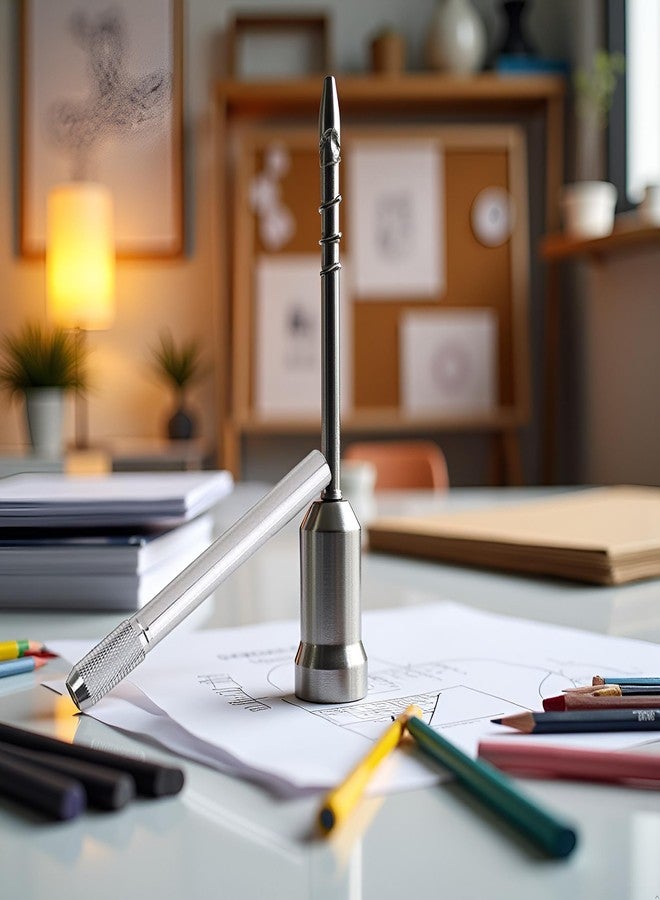 Zhuluck 1Pc Silver Pencil Extenders Dual Head Pencil Extender for Artists Adjustable Metal Handle Pen Holder Lengthener for School Office Professional - Image 3
