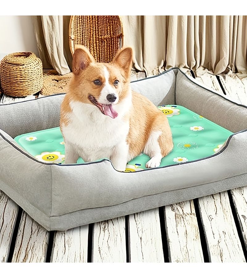 Cartoon Patterned Pet Cooling Mat For Dogs Waterproof PVC Rectangle Bed Mat With Special Cooling Feature 2pcs A Size For Small Medium Breed Dog Summer Chill Pad - Image 1