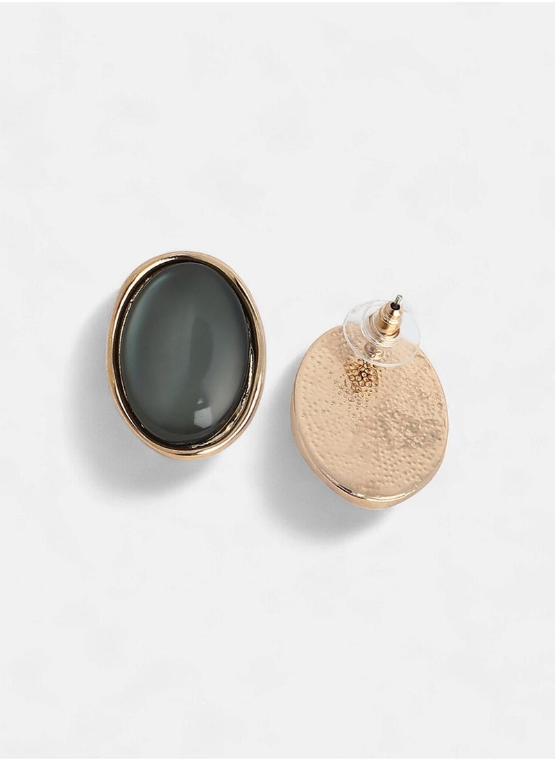 SOHI The Diana Stones Studded Oval Studs  - Image 5