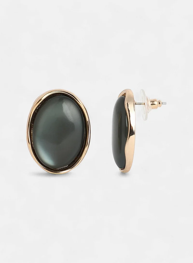 SOHI Diana Stones Studded Oval Artificial Stud Earring Jewellery