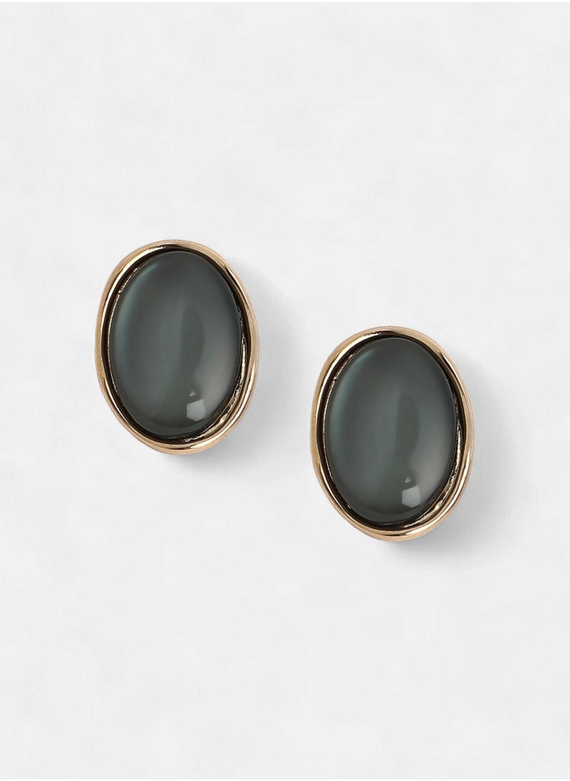 SOHI The Diana Stones Studded Oval Studs  - Image 1