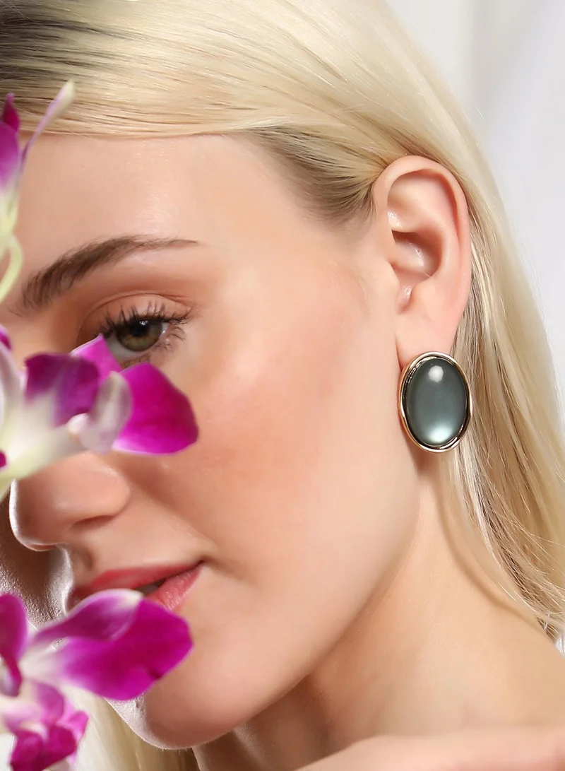 SOHI Diana Stones Studded Oval Artificial Stud Earring Jewellery