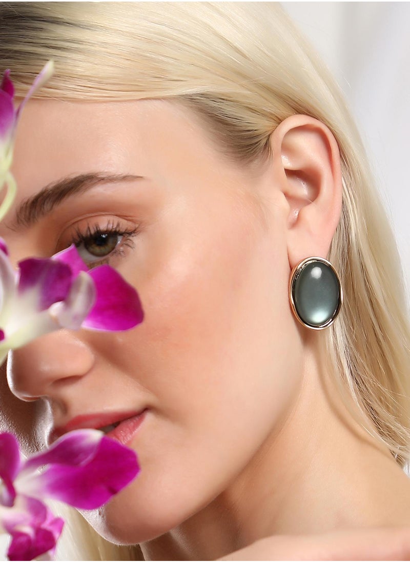 SOHI The Diana Stones Studded Oval Studs  - Image 3