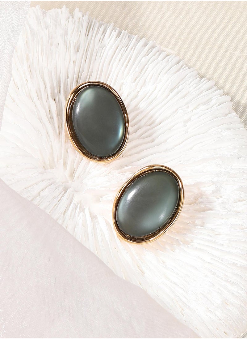 SOHI The Diana Stones Studded Oval Studs  - Image 4