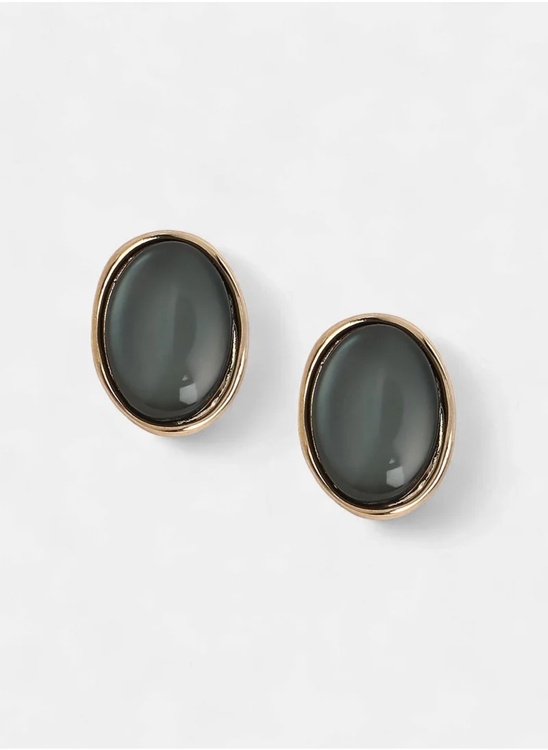 SOHI The Diana Stones Studded Oval Studs