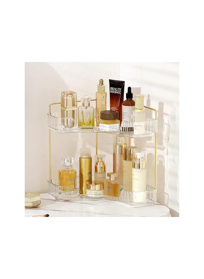 erorex Bathroom Organizer Countertop, 2 Tier Vanity Tray Makeup Organizer Shelf,Clear Perfume Organizer Acrylic Storage Rack Skincare Organizers,Dresser Organizer for Cosmetic, Lotions, Toiletries - Image 5