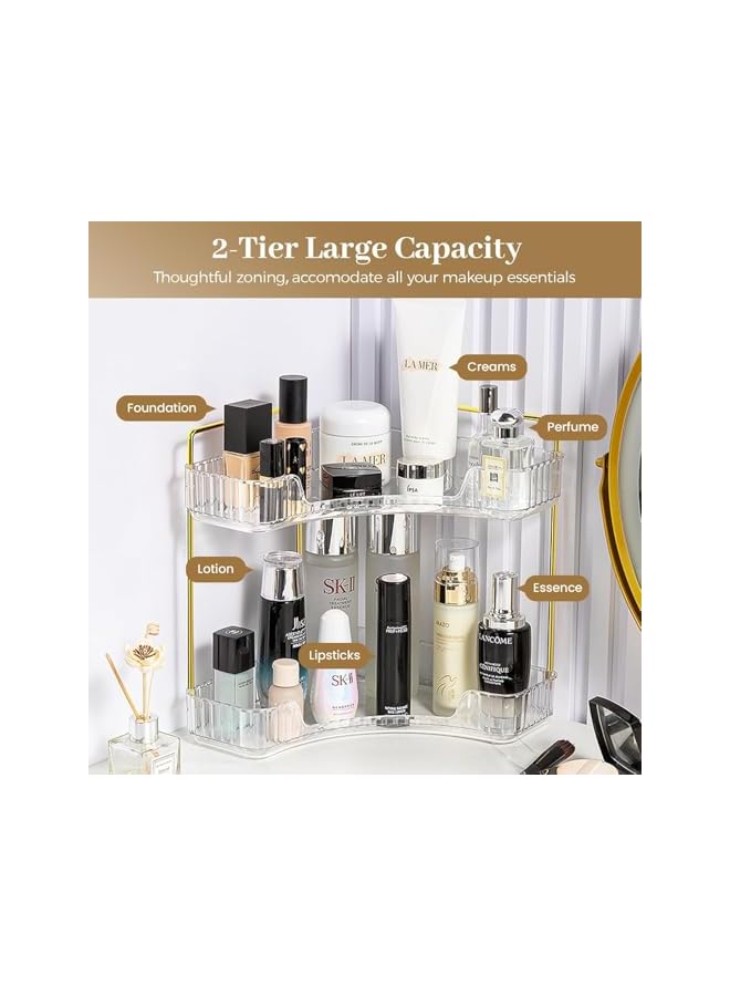 erorex Bathroom Organizer Countertop, 2 Tier Vanity Tray Makeup Organizer Shelf,Clear Perfume Organizer Acrylic Storage Rack Skincare Organizers,Dresser Organizer for Cosmetic, Lotions, Toiletries - Image 3