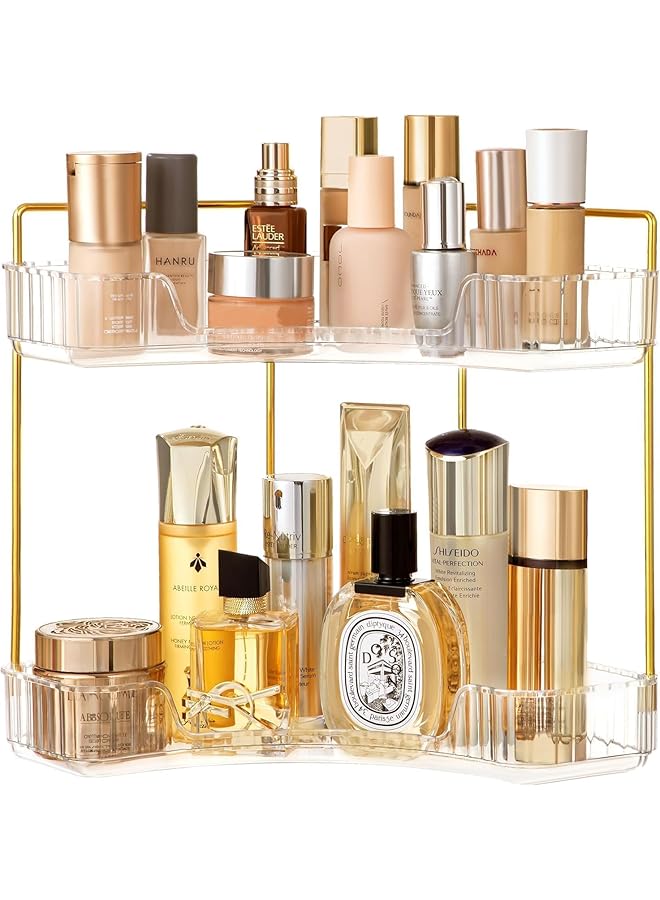 erorex Bathroom Organizer Countertop, 2 Tier Vanity Tray Makeup Organizer Shelf,Clear Perfume Organizer Acrylic Storage Rack Skincare Organizers,Dresser Organizer for Cosmetic, Lotions, Toiletries - Image 1