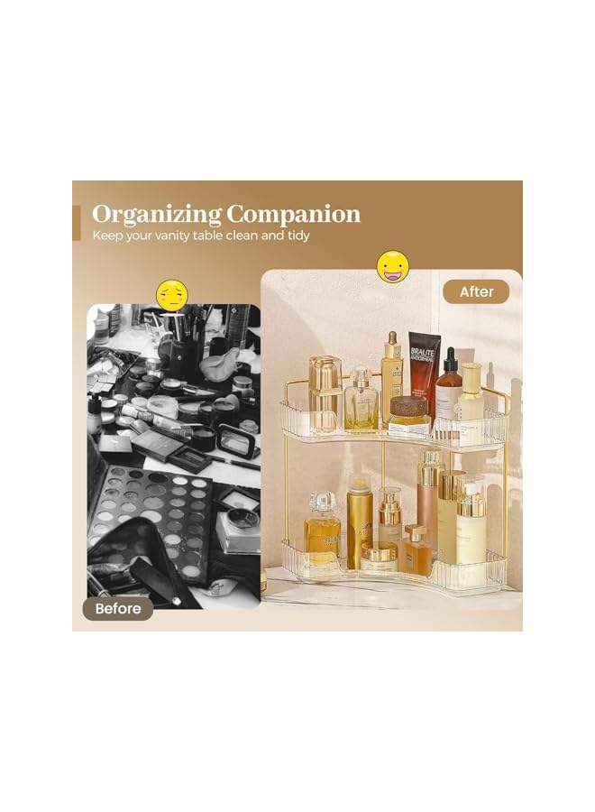 erorex Bathroom Organizer Countertop, 2 Tier Vanity Tray Makeup Organizer Shelf,Clear Perfume Organizer Acrylic Storage Rack Skincare Organizers,Dresser Organizer for Cosmetic, Lotions, Toiletries - Image 4