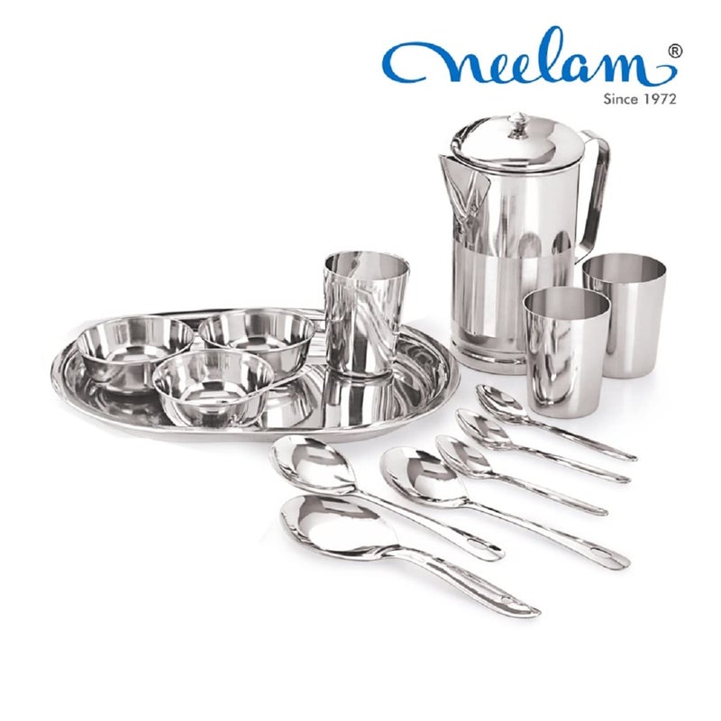 Neelam Neelam Stainless Steel 22 Gauge, 41 Pieces Premium Dinner Set, Ideal Gifting Dinner Set, Ideal for Special Occasions Like Anniversary, Wedding, Housewarming Party, Easy to Clean & Dishwasher Safe - Image 3
