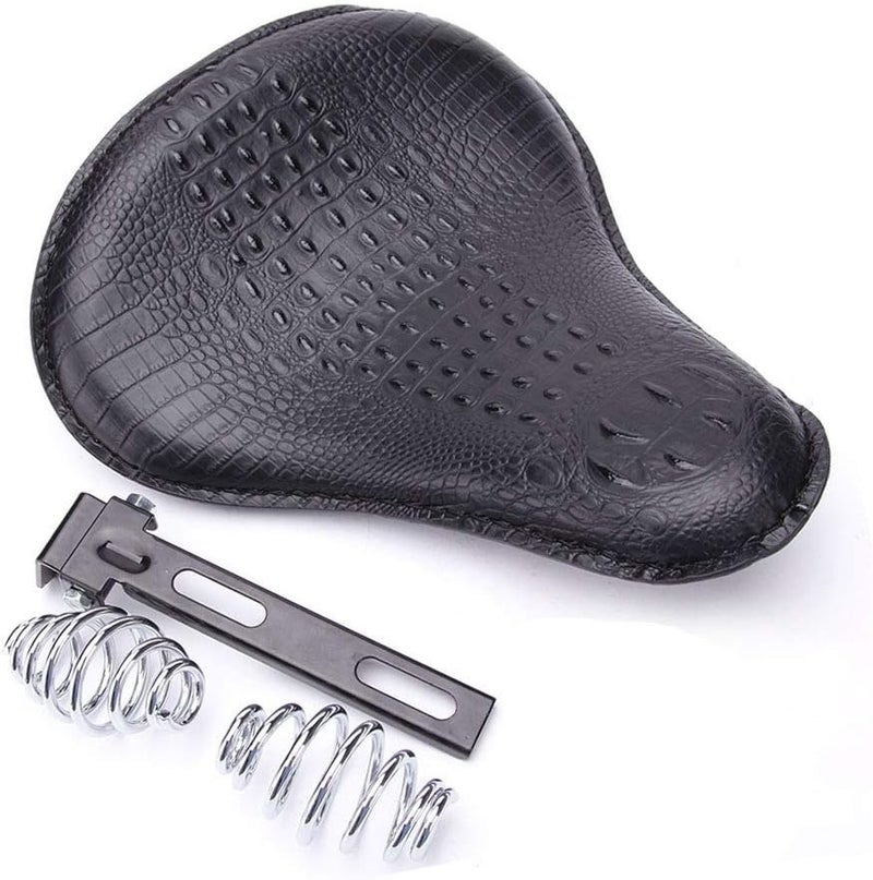 MISS MOLY وسادة مقعد سائق دراجة نارية جلد تمساح أسود 13" من ميس مولي لدرجات هارلي ديفيدسون سبورتستر تشوبر بوبير - Image 1
