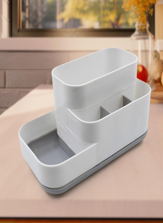Madhabi Makeup Organizer Box | Multi-Layer Plastic Cosmetic Storage Case with Compartments for Dressing Table, Vanity, Bathroom | Portable Organizer for Lipsticks, Brushes, Skincare, Jewelry - Image 1