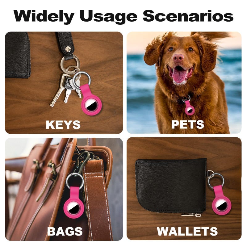 Linsaner Case for AirTag 2nd Gen (2026) & 1st Gen, Silicone Holder Keychain Key Ring, Protective Cover for Apple for Air Tags, GPS Finder Accessories for Bags, Pets, Kids, Luggage, Hot Pink - Image 3