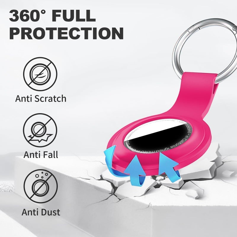 Linsaner Case for AirTag 2nd Gen (2026) & 1st Gen, Silicone Holder Keychain Key Ring, Protective Cover for Apple for Air Tags, GPS Finder Accessories for Bags, Pets, Kids, Luggage, Hot Pink - Image 2