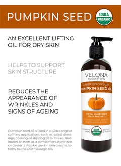 velona Elona Pumpkin Seed Oil Usda Certified Organic 16 Oz ; 100% Pure And Natural Carrier Oil ; Unrefined Cold Pressed ; Cooking Face Hair Body & Skin Care ; Use Today Enjoy Results  - Image 3