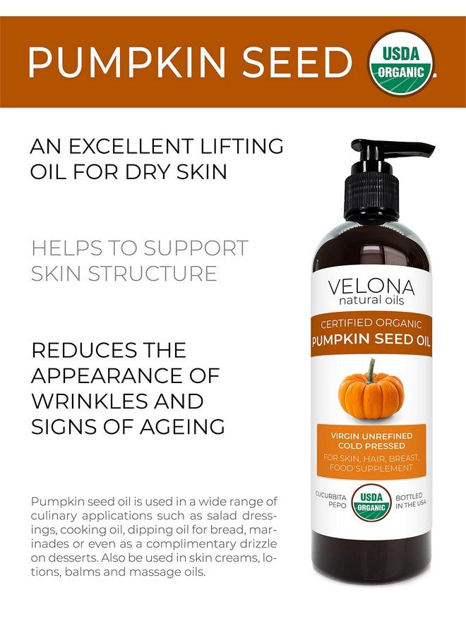 velona Elona Pumpkin Seed Oil Usda Certified Organic 16 Oz ; 100% Pure And Natural Carrier Oil ; Unrefined Cold Pressed ; Cooking Face Hair Body & Skin Care ; Use Today Enjoy Results - Image 3