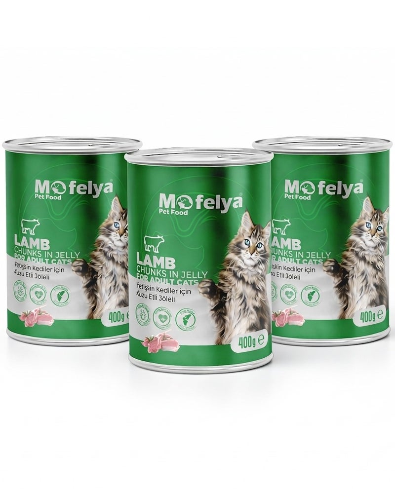 MOFELYA Adult Cat Food, Wet Lamb Jelly, 3 Pieces, 1200g - Wet Cat Food - Image 1