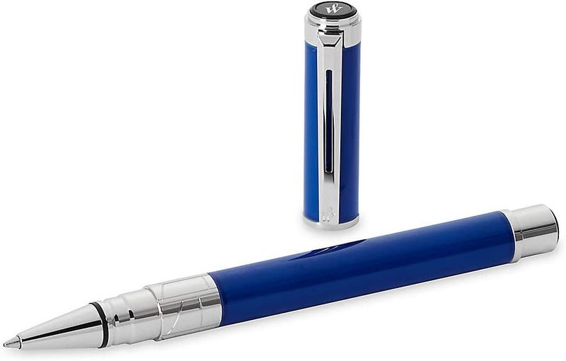وترمان Waterman Perspective Rollerball Pen - Gloss Blue with Chrome Trim - Image 4