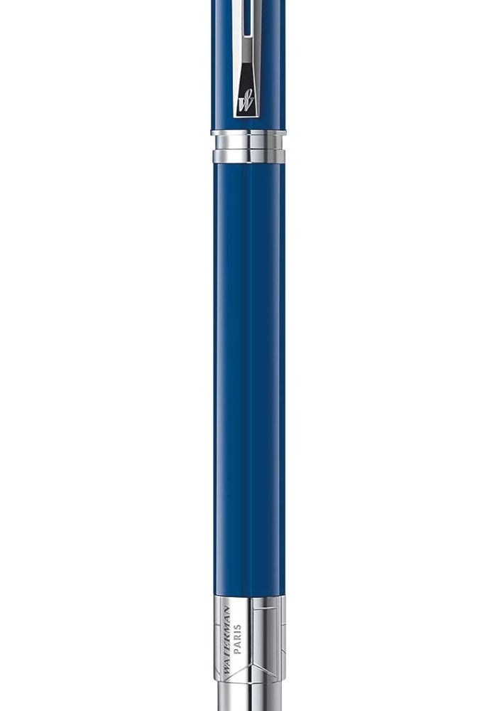 وترمان Waterman Perspective Rollerball Pen - Gloss Blue with Chrome Trim - Image 2