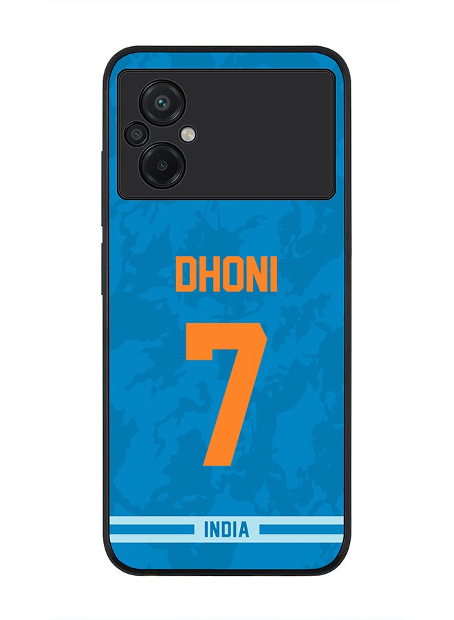 Stylizedd Rugged Black Edge Case for Xiaomi Poco M5, Slim fit Soft Case Flexible Rubber Edges Thin Cover - Player Name - MS Dhoni, Jersey Number- 7 - Image 1
